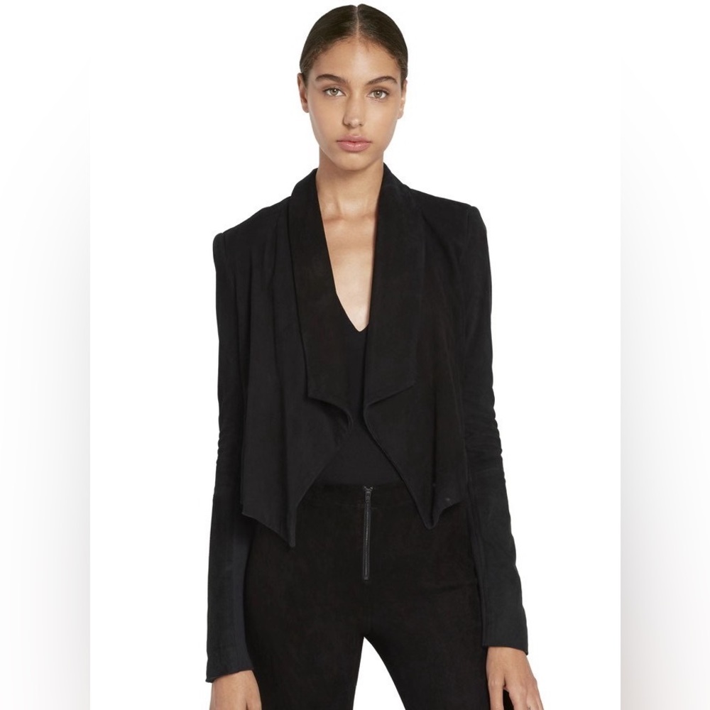 NWT $898 ALICE + OLIVIA Harvey Shawl Collar Suede Jacket
